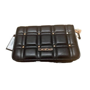 New Bebe Black Chica Stud Crossbody with Gold Hardware